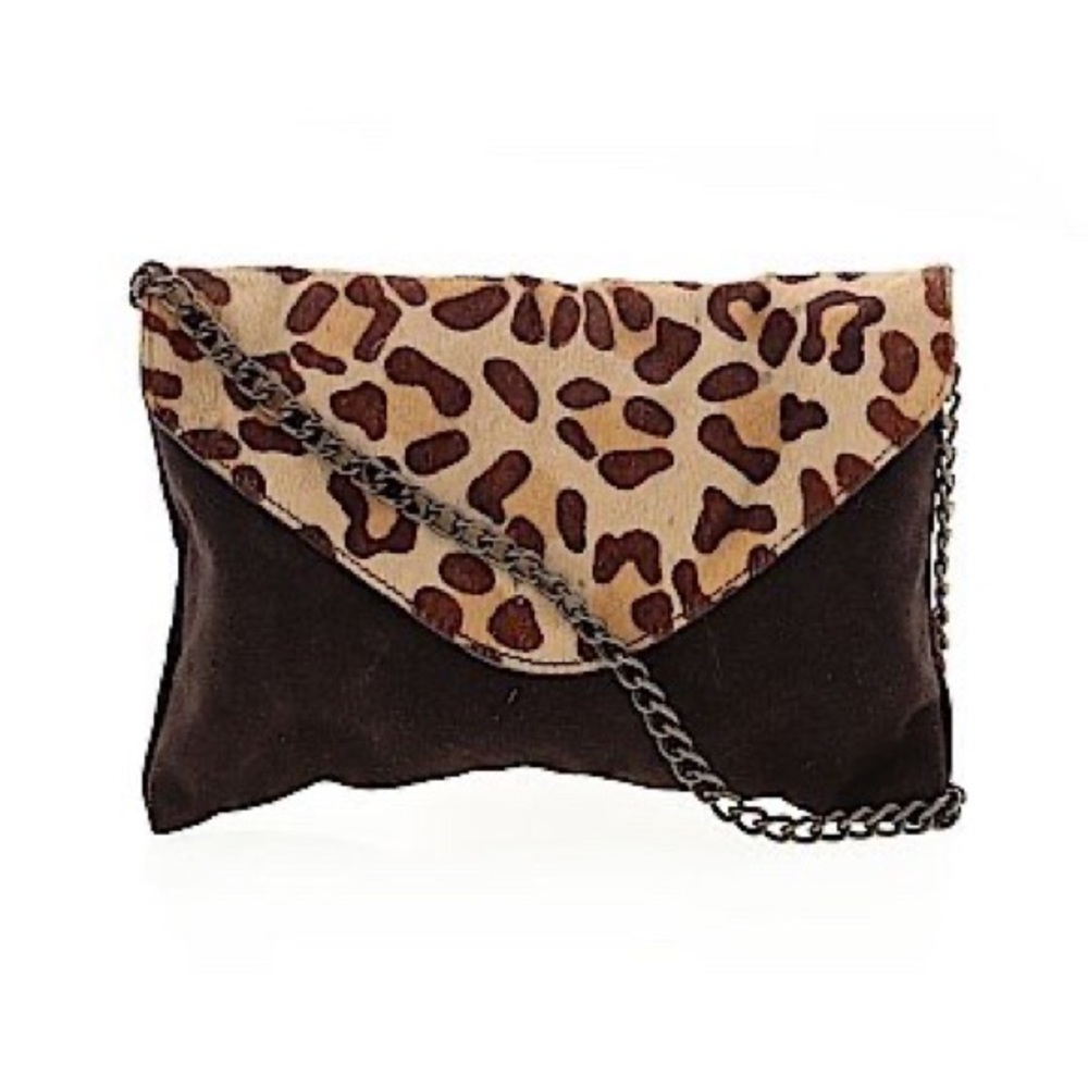 J Crew Leopard calf hair bag